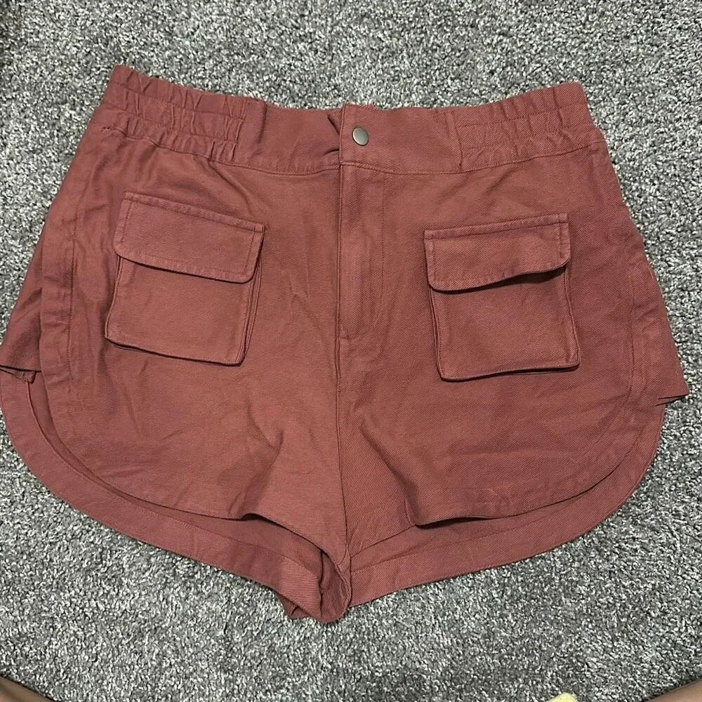 Bobi Knit Twill Shorts with Pockets in Rustic Size Large